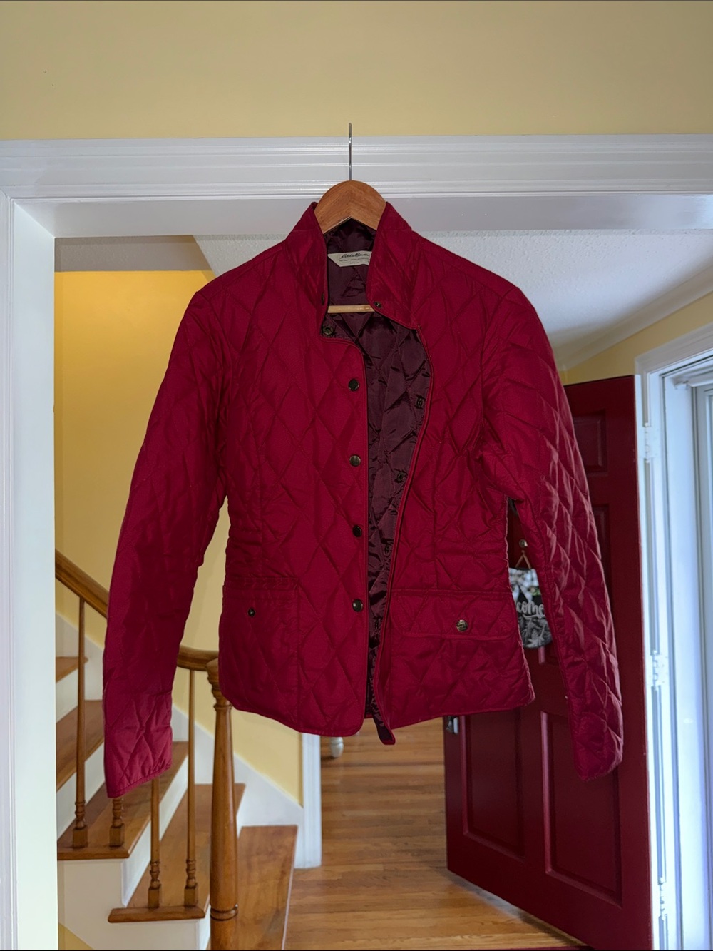 Eddie Bauer Quilted Puffer Jacket in Rich Burgundy
